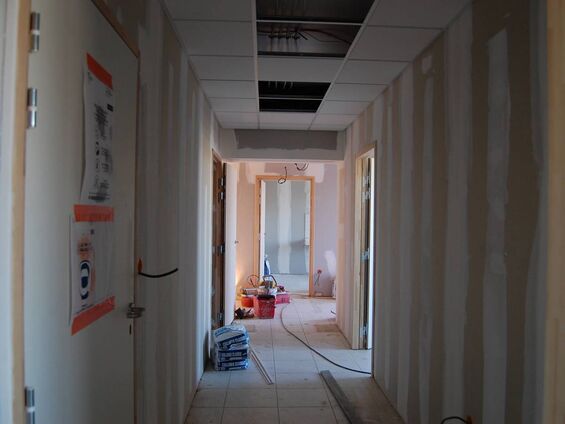 couloir en cours d'aménagement fin mars